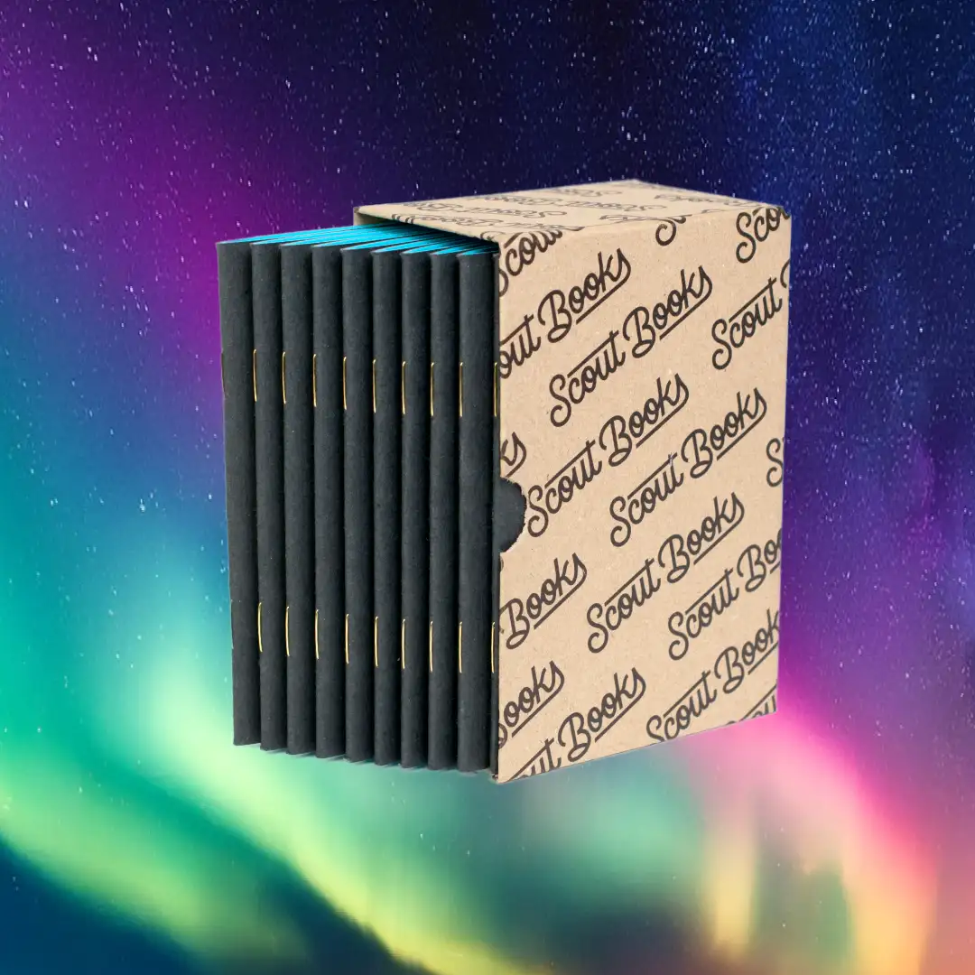 Northern Lights Pocket Notebooks with Blue Pages - 10 Pack