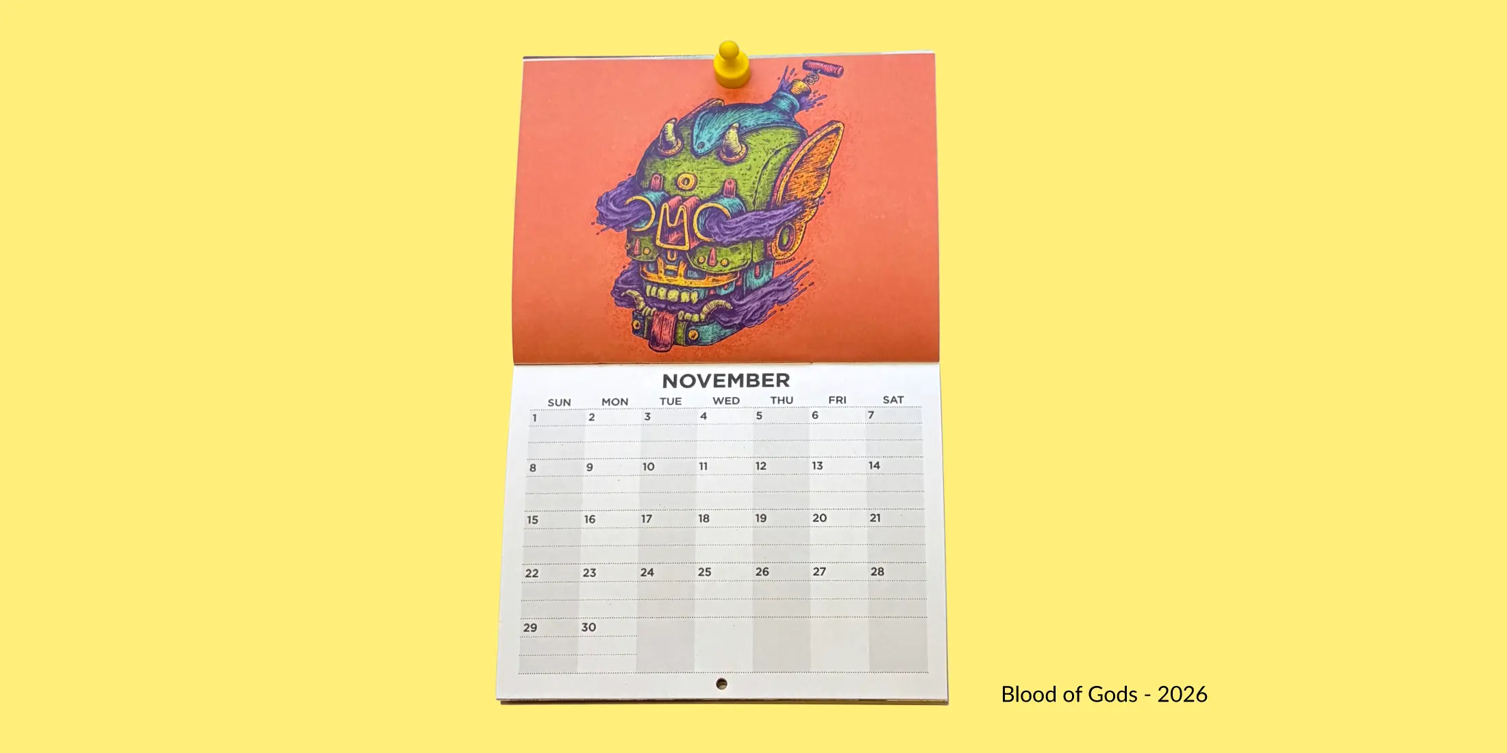 Open Calendar to November on a yellow background